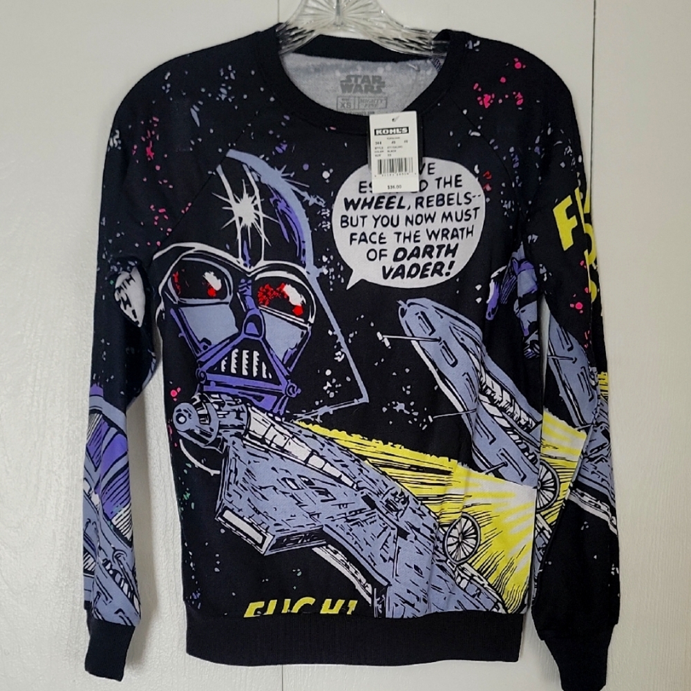 Star Wars Black and Purple Crewneck Sweater with Darth Vader Design
